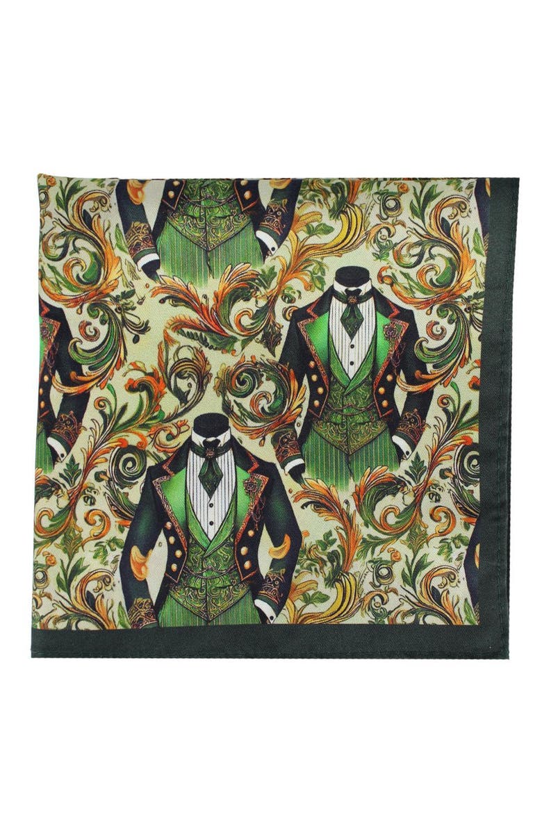 Trafalgar Shall We Dance Silk Novelty 12x12 Pocket Square, Alternate, color, Green