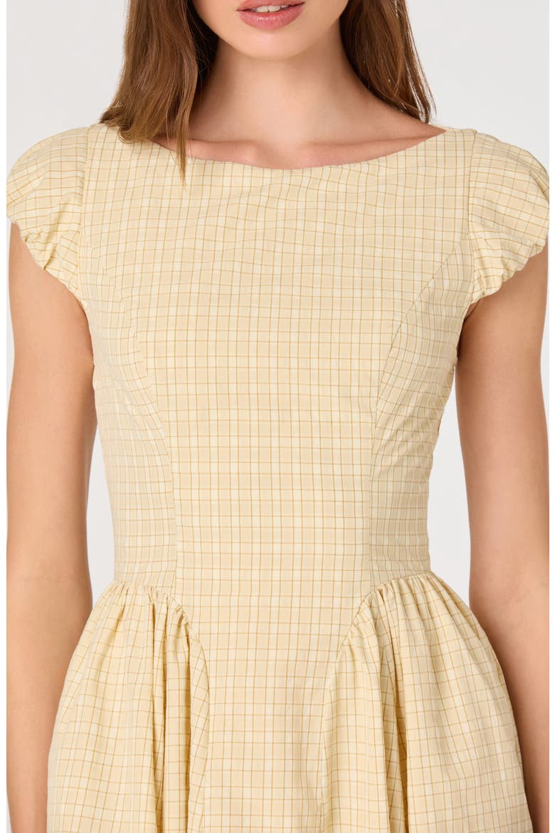 Emalee Check Print A-Line Dress, Alternate, color, BUTTER YELLOW PLAID