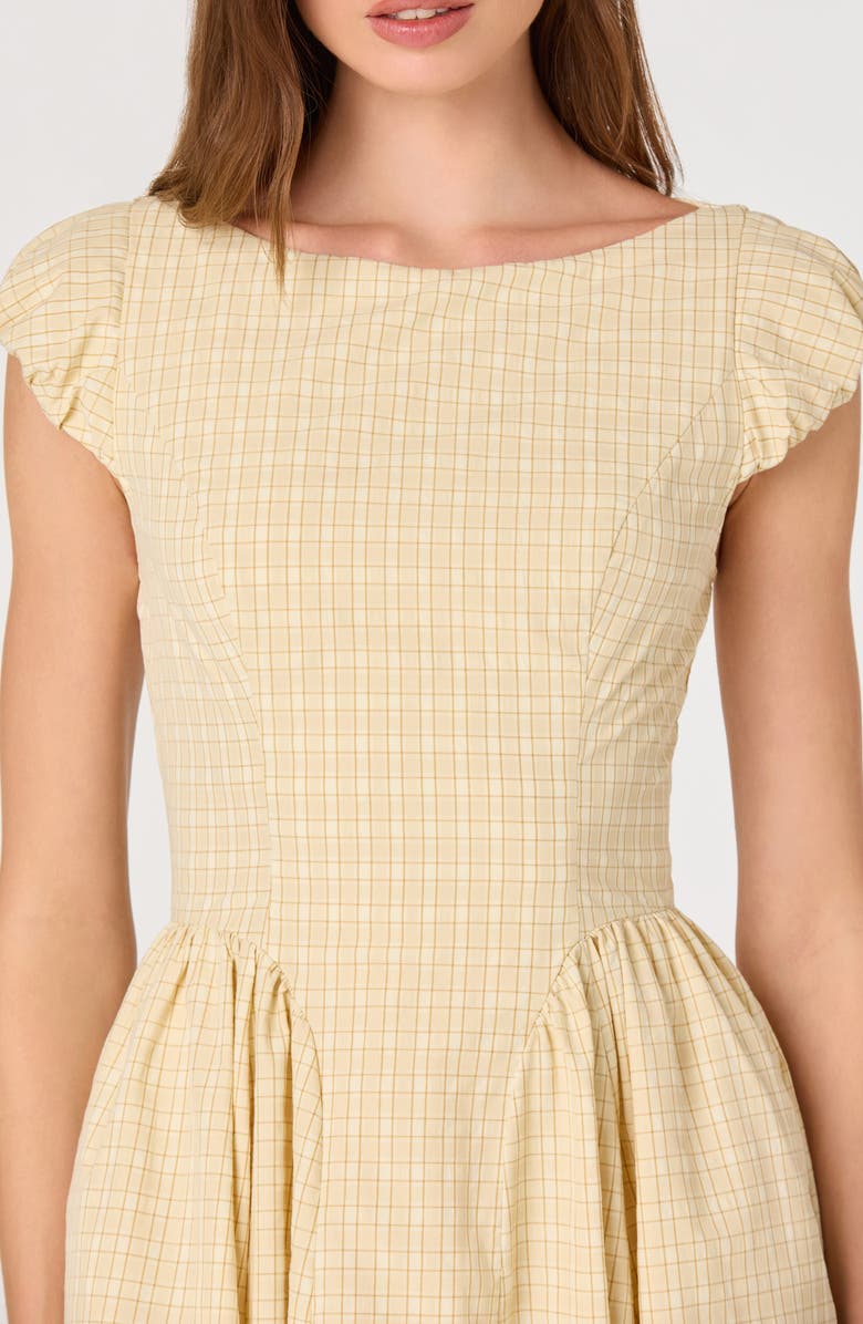 ASTR the Label Emalee Check Print A-Line Dress, Alternate, color, Butter Yellow Plaid