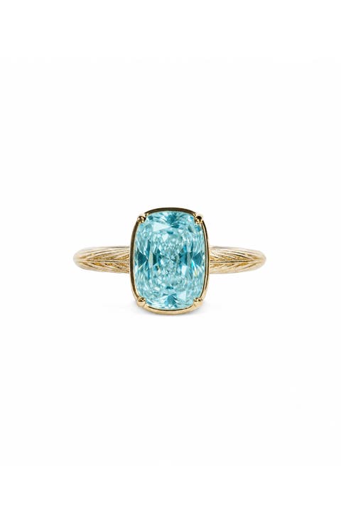 Cushion Cut Imitation Aquamarine Sterling Silver Ring