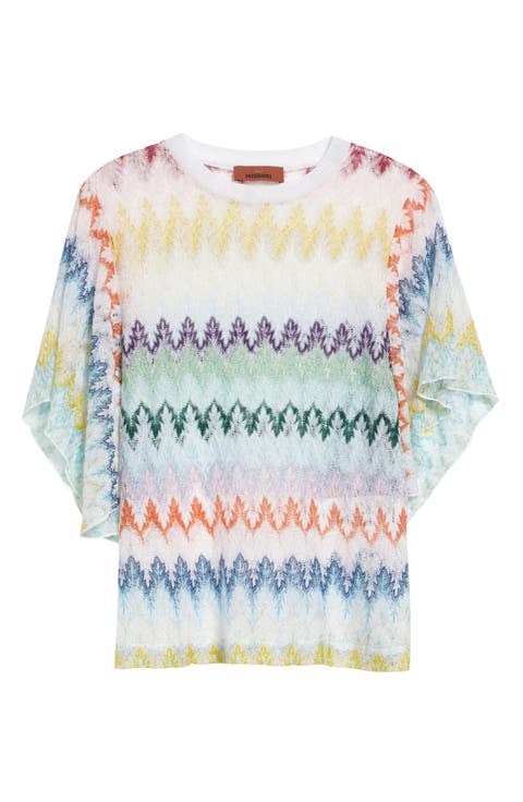 Metallic Zigzag Raschel Knit Top