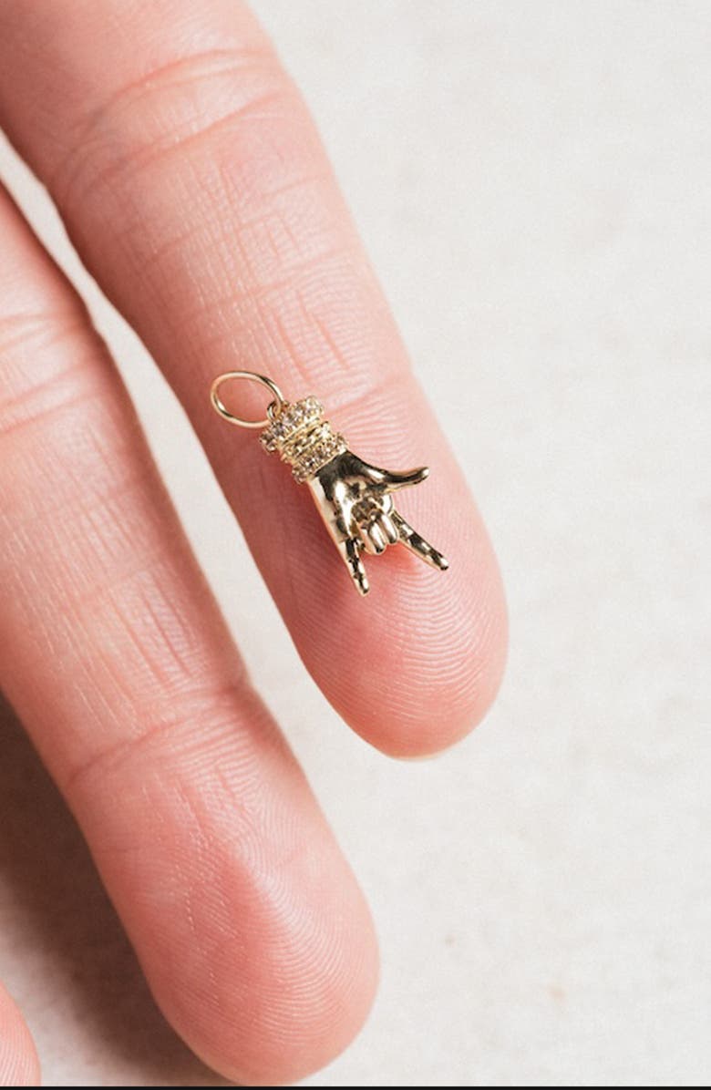 Local Eclectic Solid 9K Gold I Love You Body Language Charm, Alternate, color, Gold