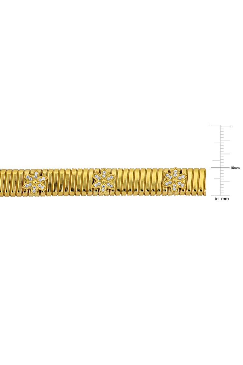 Cubic Zirconia Omega Flower Bracelet Yellow Plated, Alternate, color, Yellow-Plated