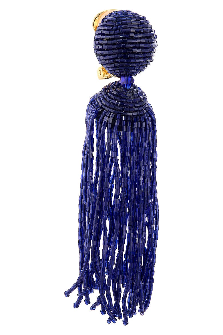 Beaded Tassel Drop Earrings, Alternate, color, NAVY
