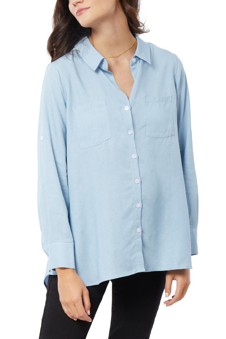 Ingrid & Isabel® Button-Up Maternity Shirt, Main, color, LIGHT WASH