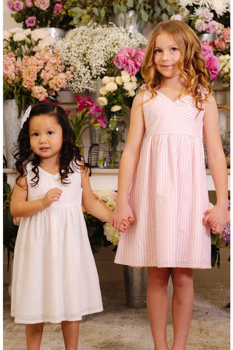 Girls' Organic Eyelet Bow Shoulder Dress, Kids, Alternate, color, White Eyelet