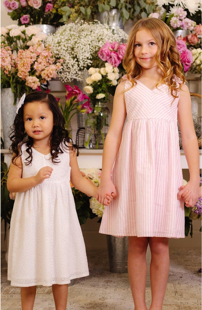 Hope & Henry Girls' Organic Eyelet Bow Shoulder Dress, Toddler, Alternate, color, White Eyelet