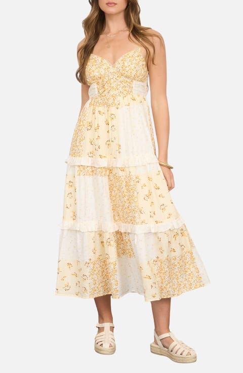 Patchwork Print Tiered Sundress