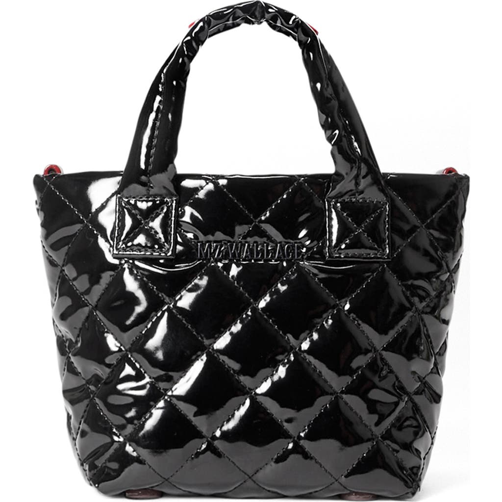 Mz Wallace Mini Metro Deluxe Sequin Tote In Black Lacquer