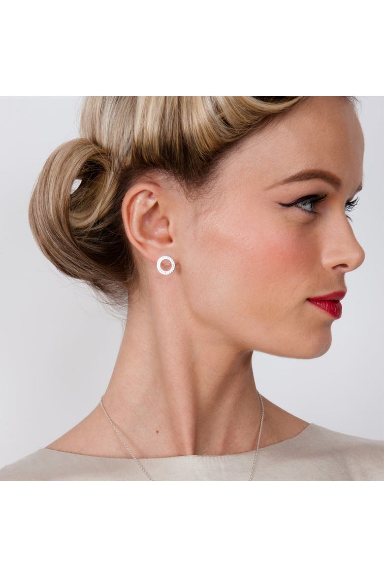 Art Deco Halo Studs, Alternate, color, Sterling Silver
