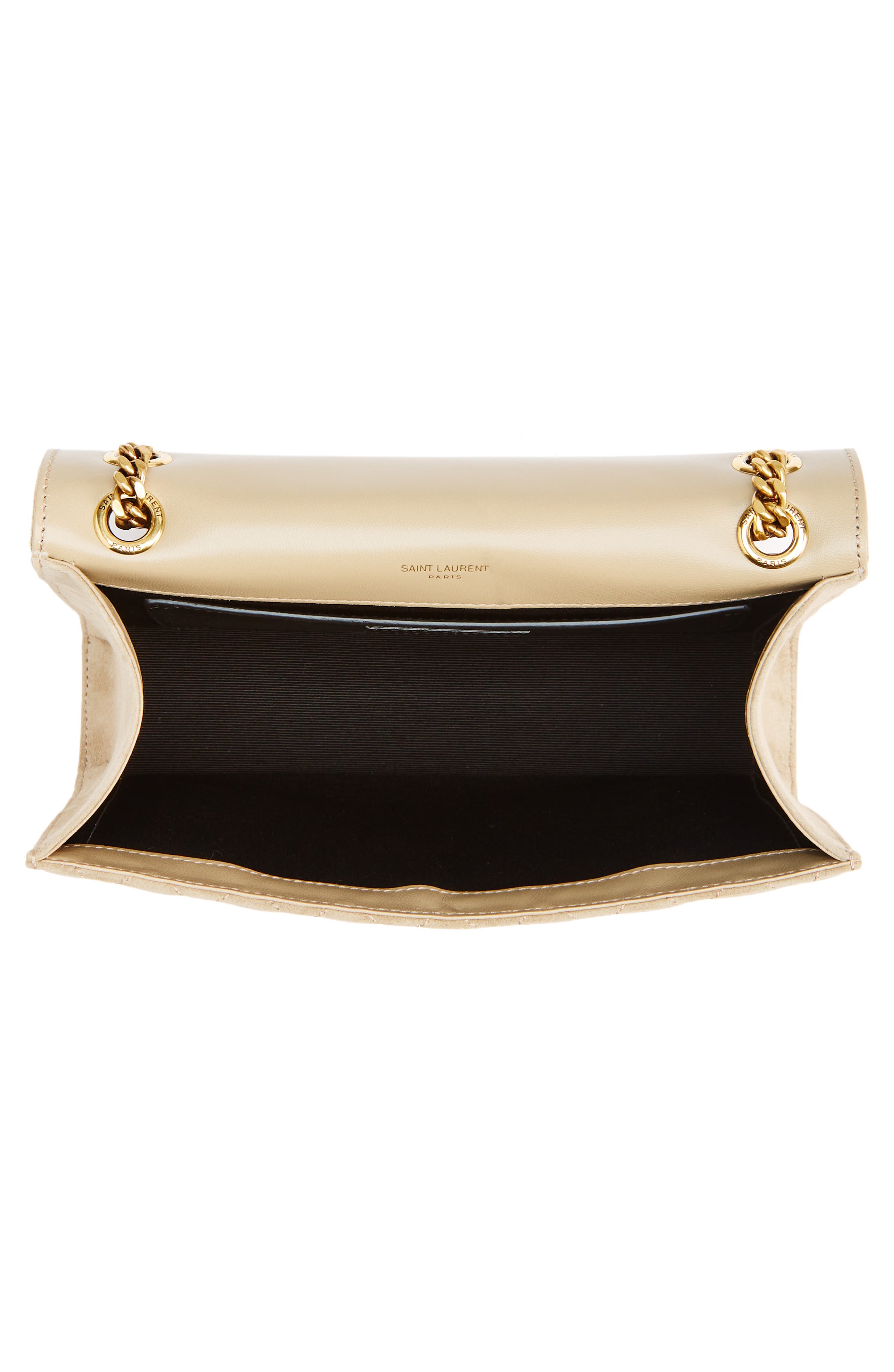 Saint Laurent Medium Envelope Suede Crossbody Bag, Alternate, color, Matt Gold