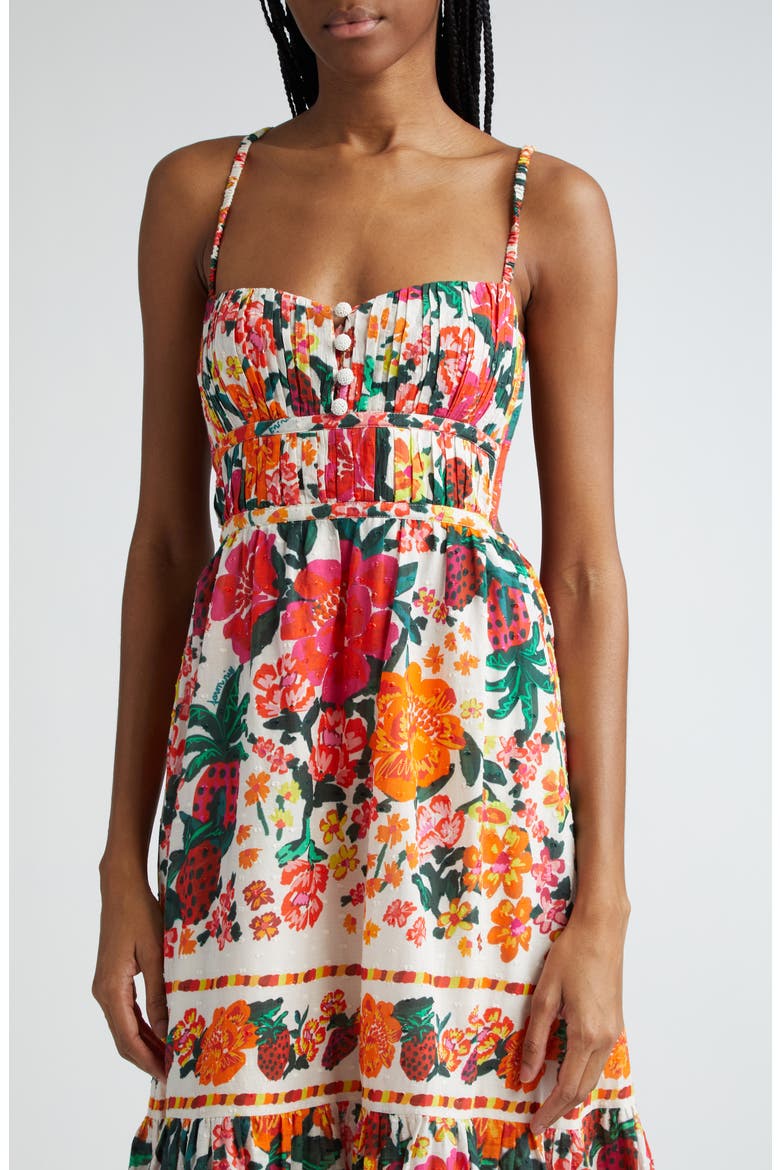 Floral Sketch Tiered Cotton Midi Dress, Alternate, color, FLORAL SKETCH WHITE