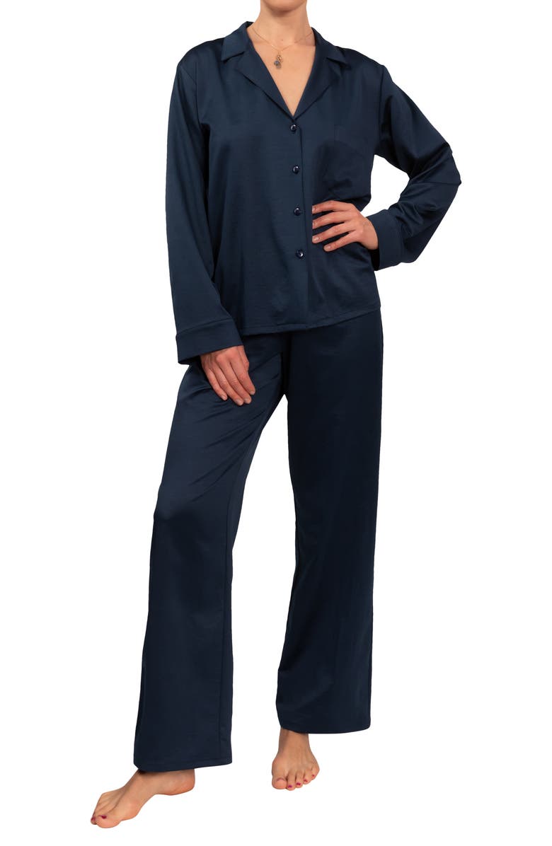 Everyday Ritual Allison/Angela Cotton Pajamas, Main, color, Inky Blue