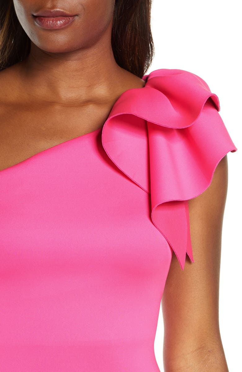 Eliza J One-Shoulder Scuba Sheath Dress, Alternate, color, 