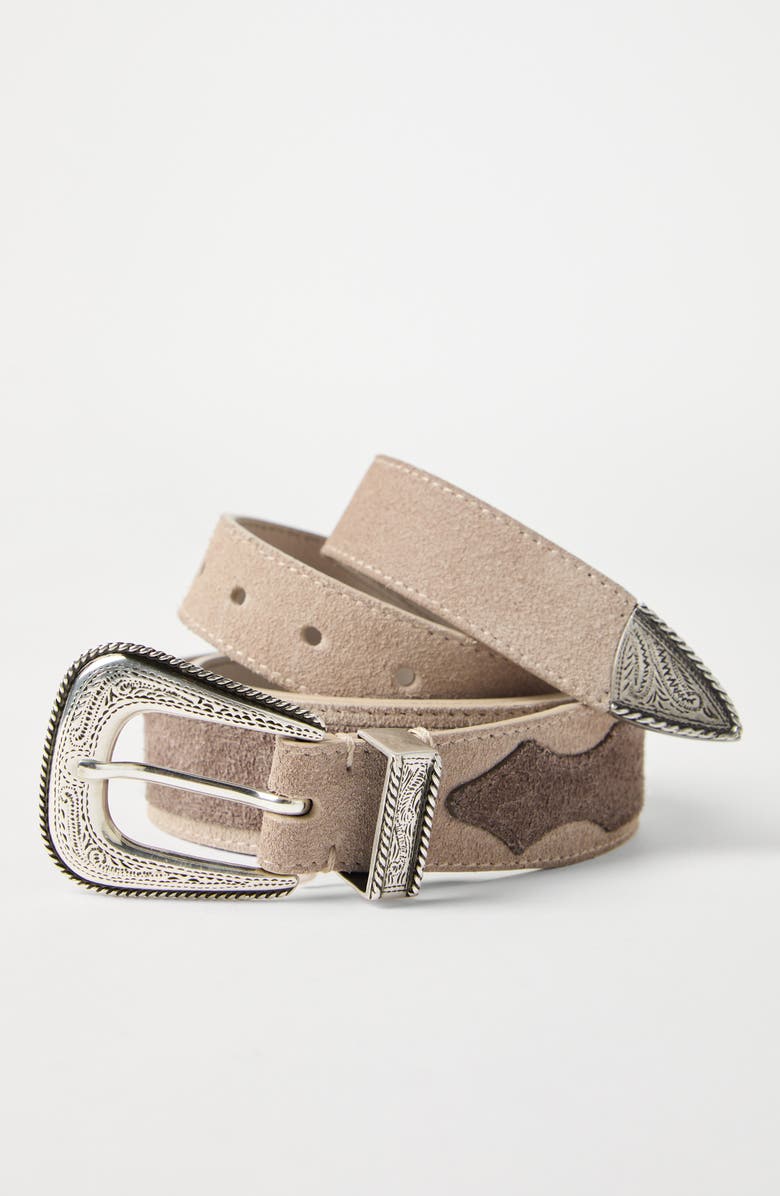 Brunello Cucinelli Reversed calfskin belt, Alternate, color, Taupe
