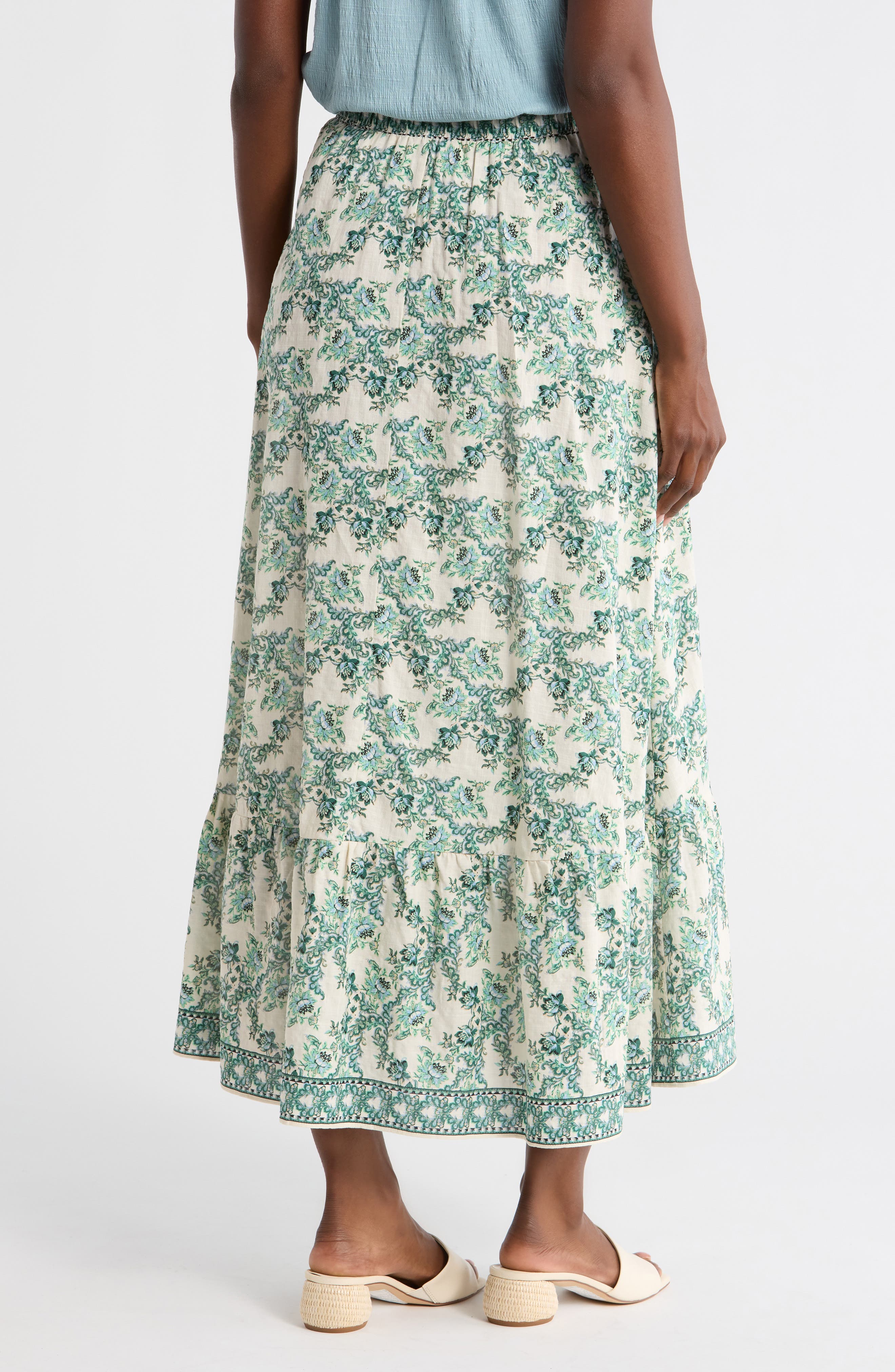 Crosshatch Flounce Border Print Skirt - image 2