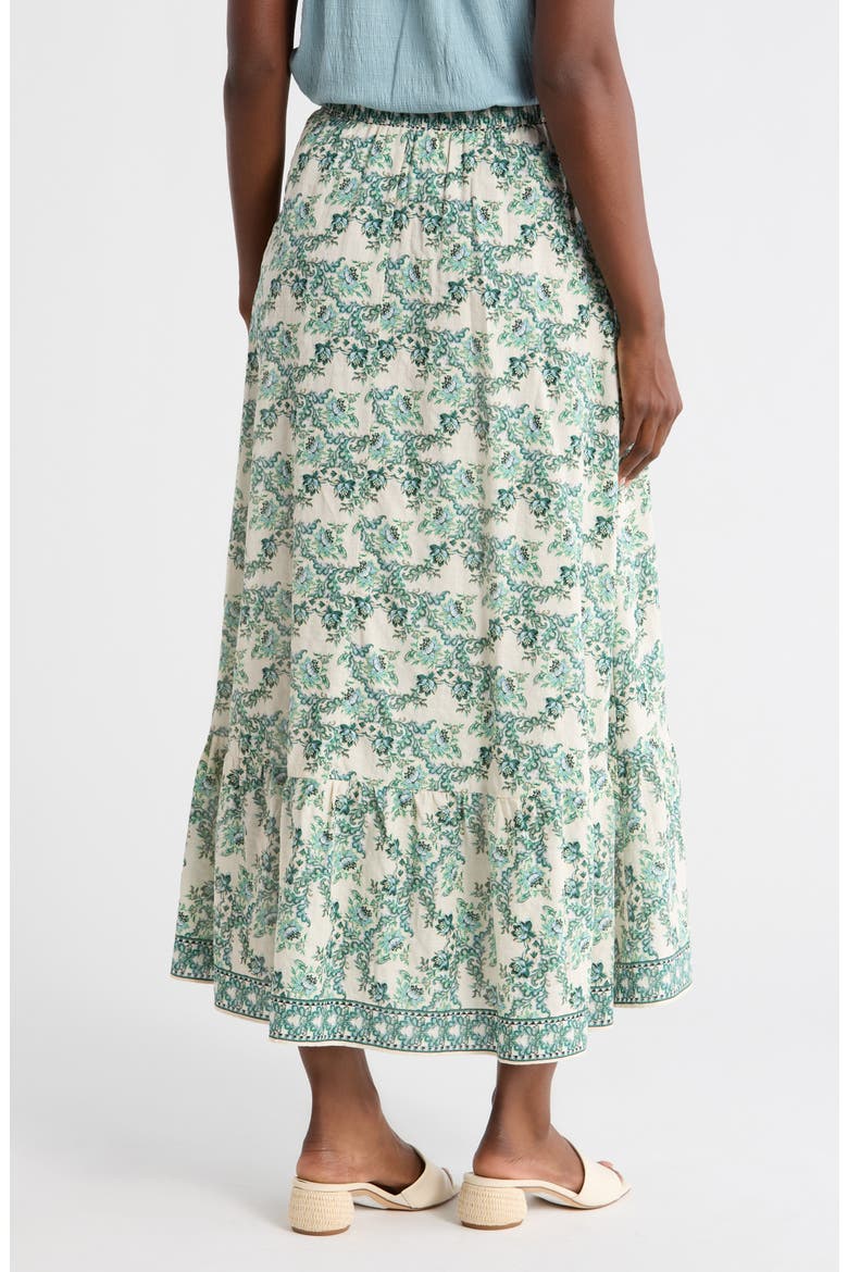 Crosshatch Flounce Border Print Skirt, Alternate, color, CREAM/ GREEN MAGNOLIA