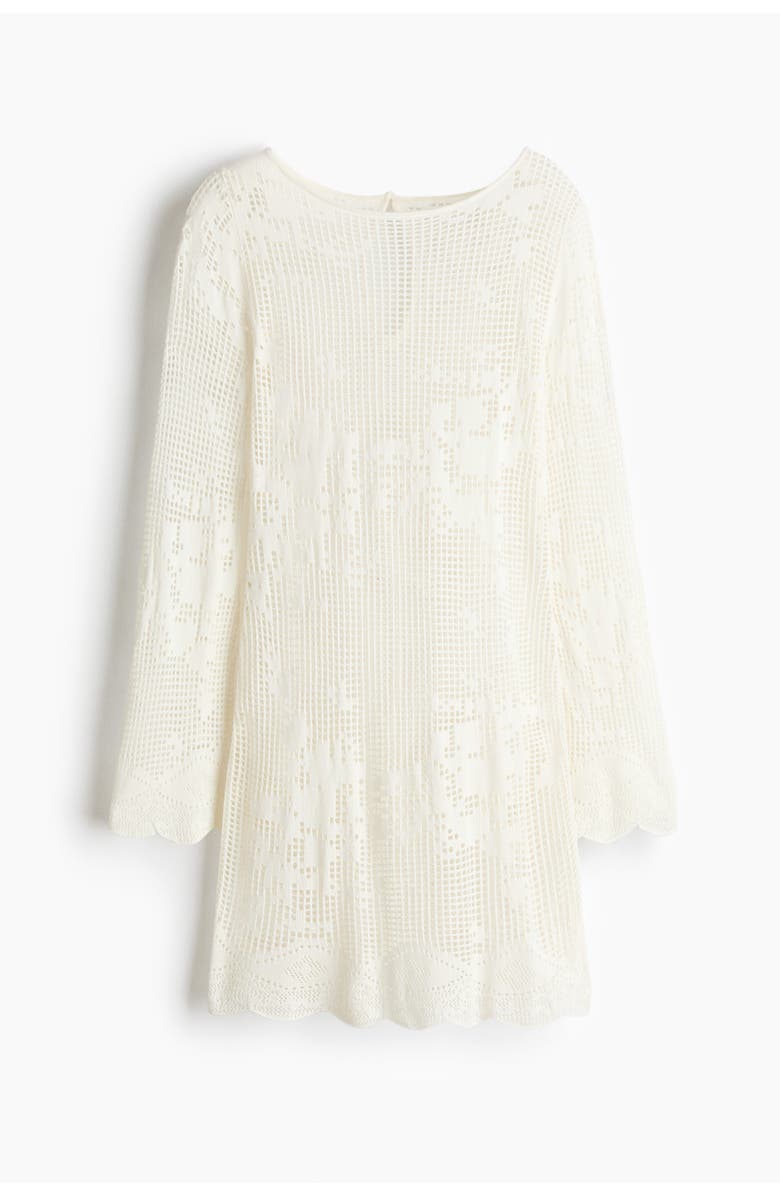 H&M Motif-detail Crochet-look Dress, Main, color, Cream