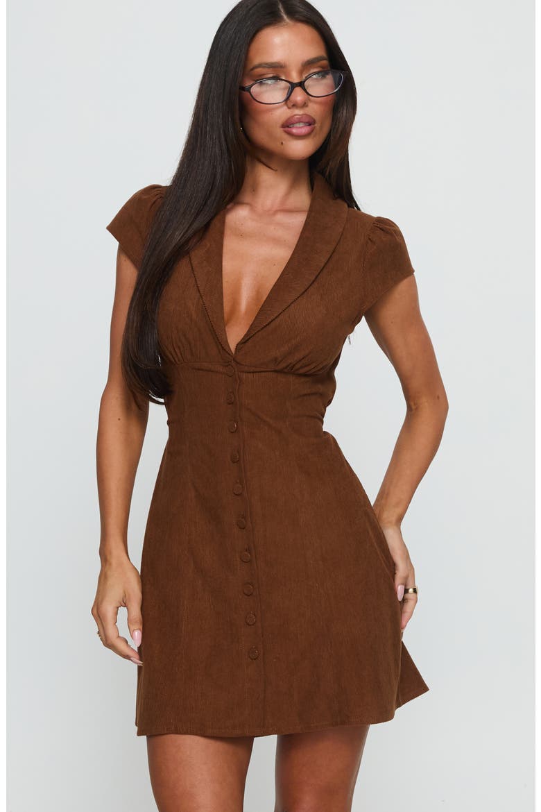 Magdalene Corduroy Button-Up Minidress, Alternate, color, CHOCOLATE