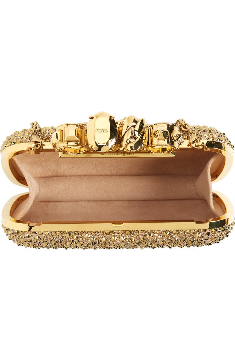 McQueen Skull Crystal Embellished Knuckle Clutch, Alternate, color,