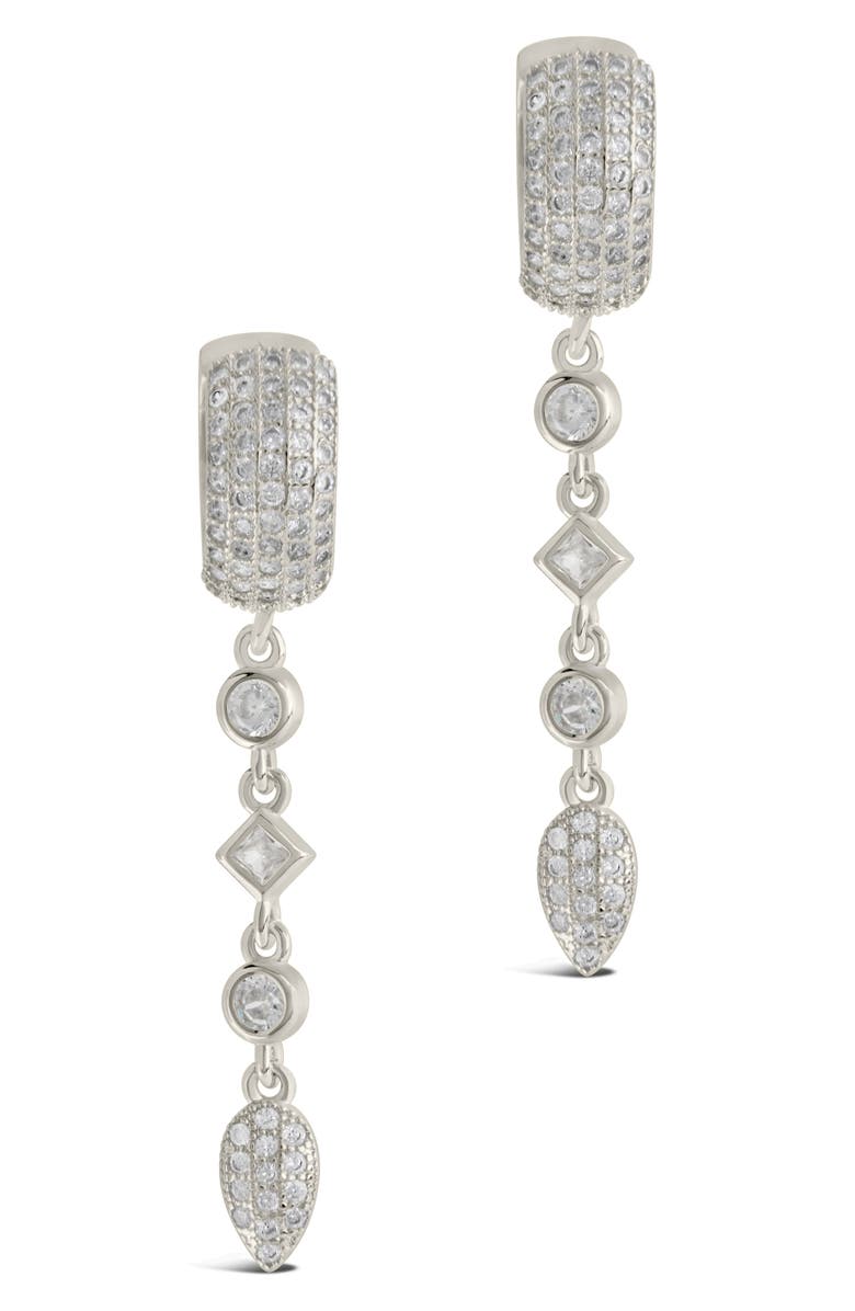 Sterling Forever Malin Drop Hoop Earrings, Alternate, color, Silver