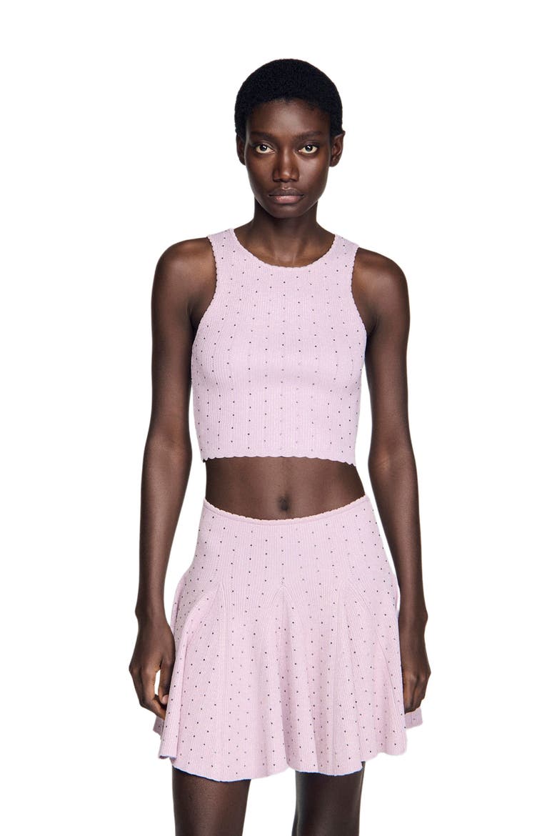 Rhinestone knit crop top, Alternate, color, Mauve