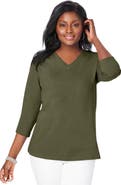 Jessica London Stretch Cotton V-Neck Tee