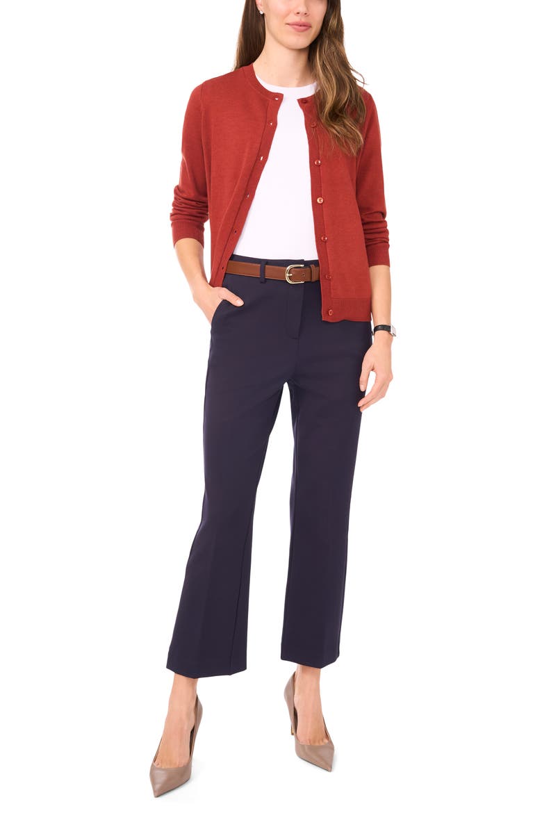 Crewneck Cardigan, Alternate, color, BURNT HENNA