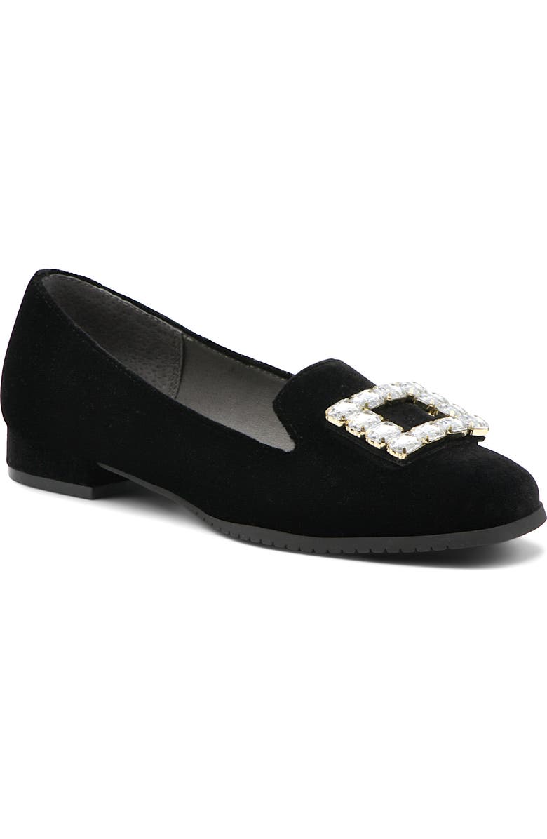 Adrienne Vittadini Vickee Embellished Velvet Loafer, Main, color, Black-Ve