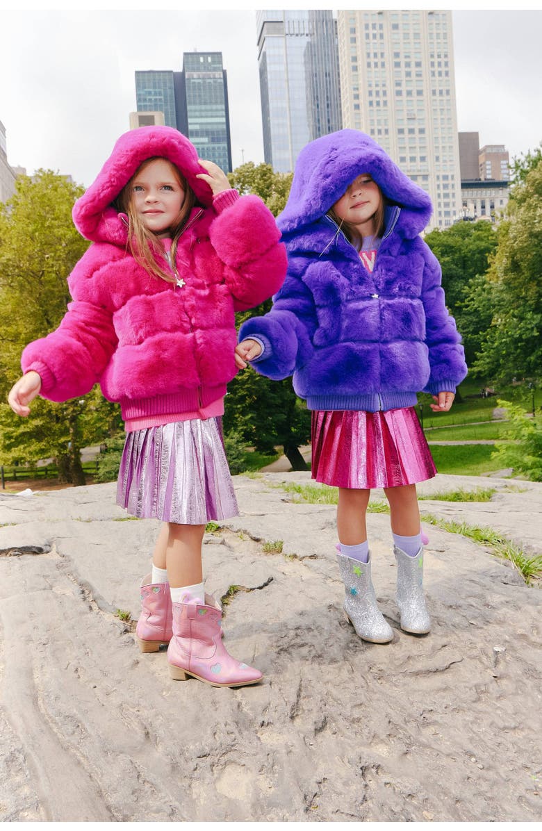 Lola + The Boys Raspberry Sorbet Faux Coat, Alternate, color, Pink