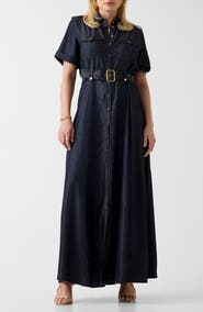 Marciano Katie Belted Denim Maxi Dress