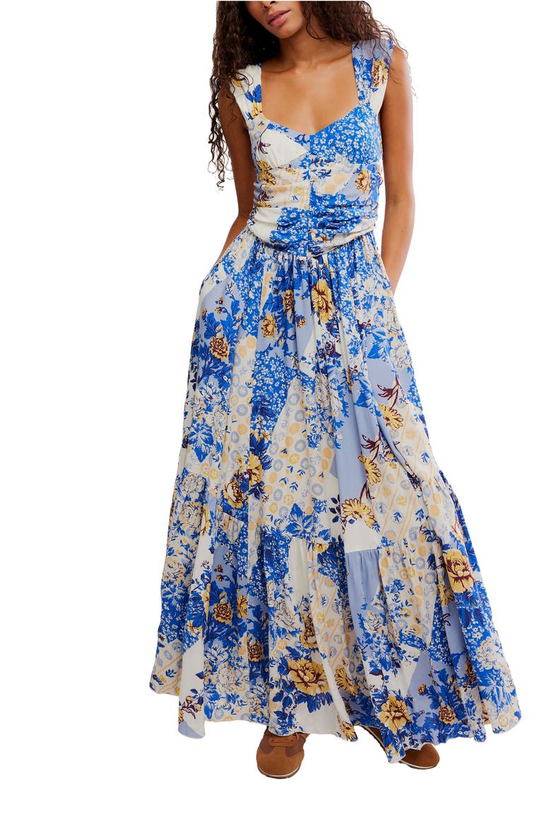 sasha ruched maxi dress Free People Women's Sasha Sweetheart Viscose Maxi Solid Dress - Denim Wash