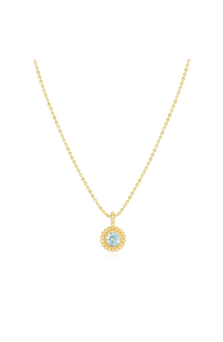 The Lovery Fine Jewelry Aquamarine Beaded Bezel Necklace, Main, color, Aquamarine