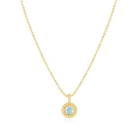 Aquamarine Beaded Bezel Necklace