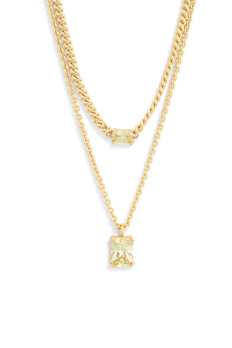 Crystal Layered Chain Necklace, Main, color, HONEYDEW