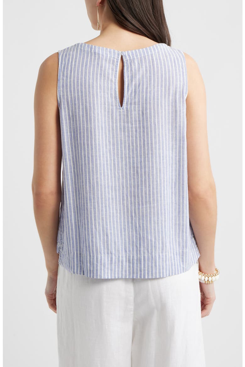Linen Blend Tank, Alternate, color, BLUE- IVORY PENNY STRIPE