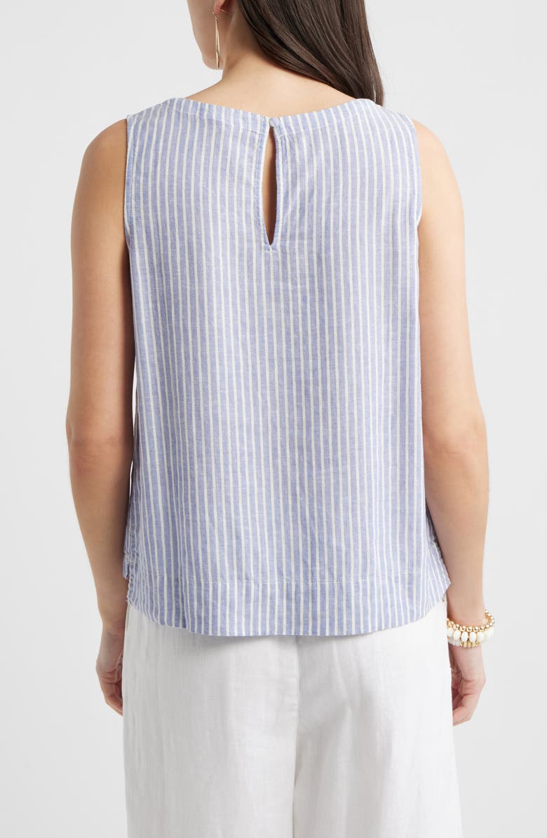 Caslon<sup>®</sup> Linen Blend Tank, Alternate, color, Blue- Ivory Penny Stripe