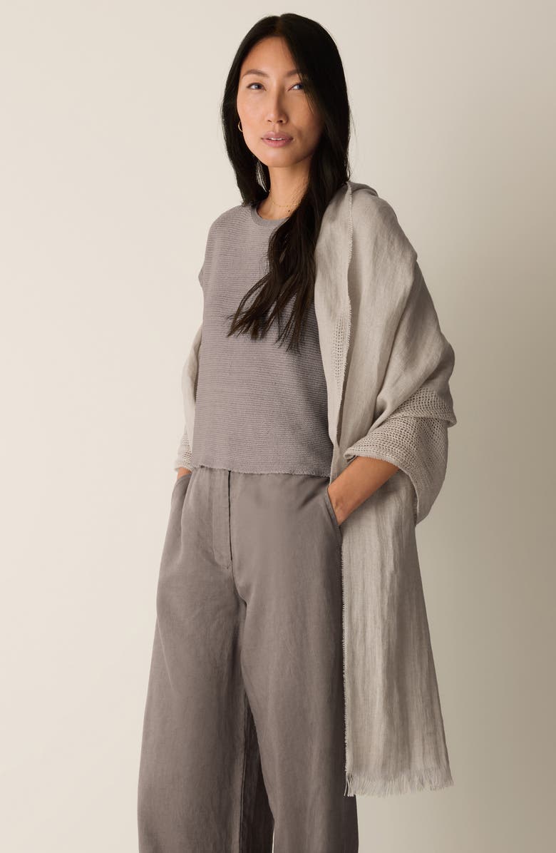 Eileen Fisher Linen Circles Scarf, Alternate, color, Wheat