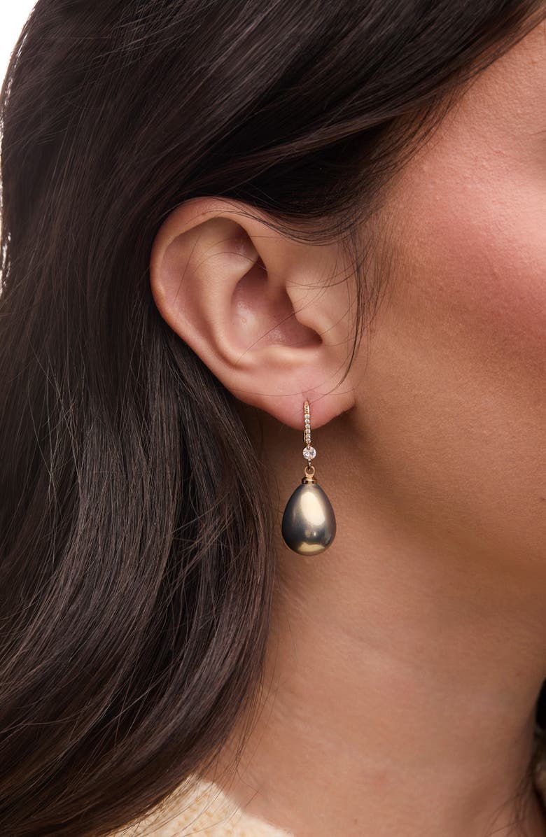 SAACHI Faux Pearl Crystal Dangle Earrings, Alternate, color, Green