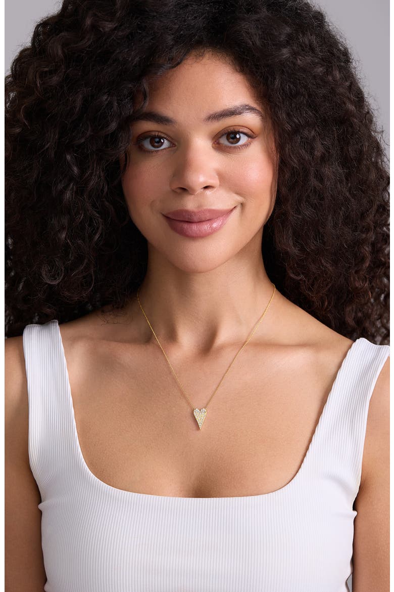 18K Gold Kiera Diamond Heart Pendant Necklace, Alternate, color, 18KY GOLD