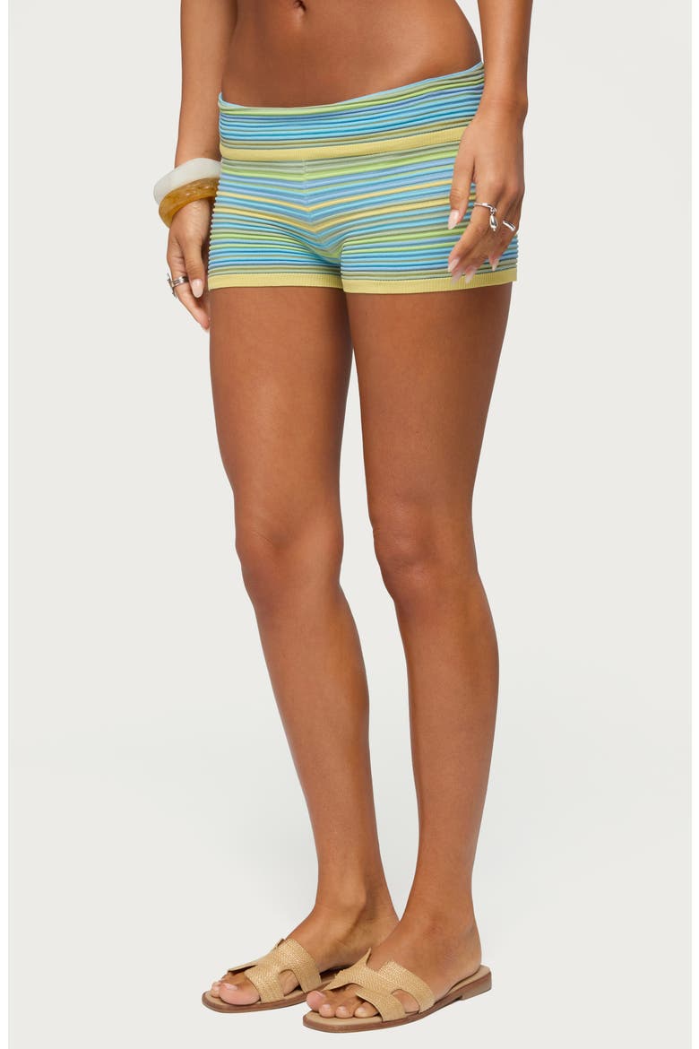 Eisley Striped Foldover Micro Shorts, Alternate, color, MINT