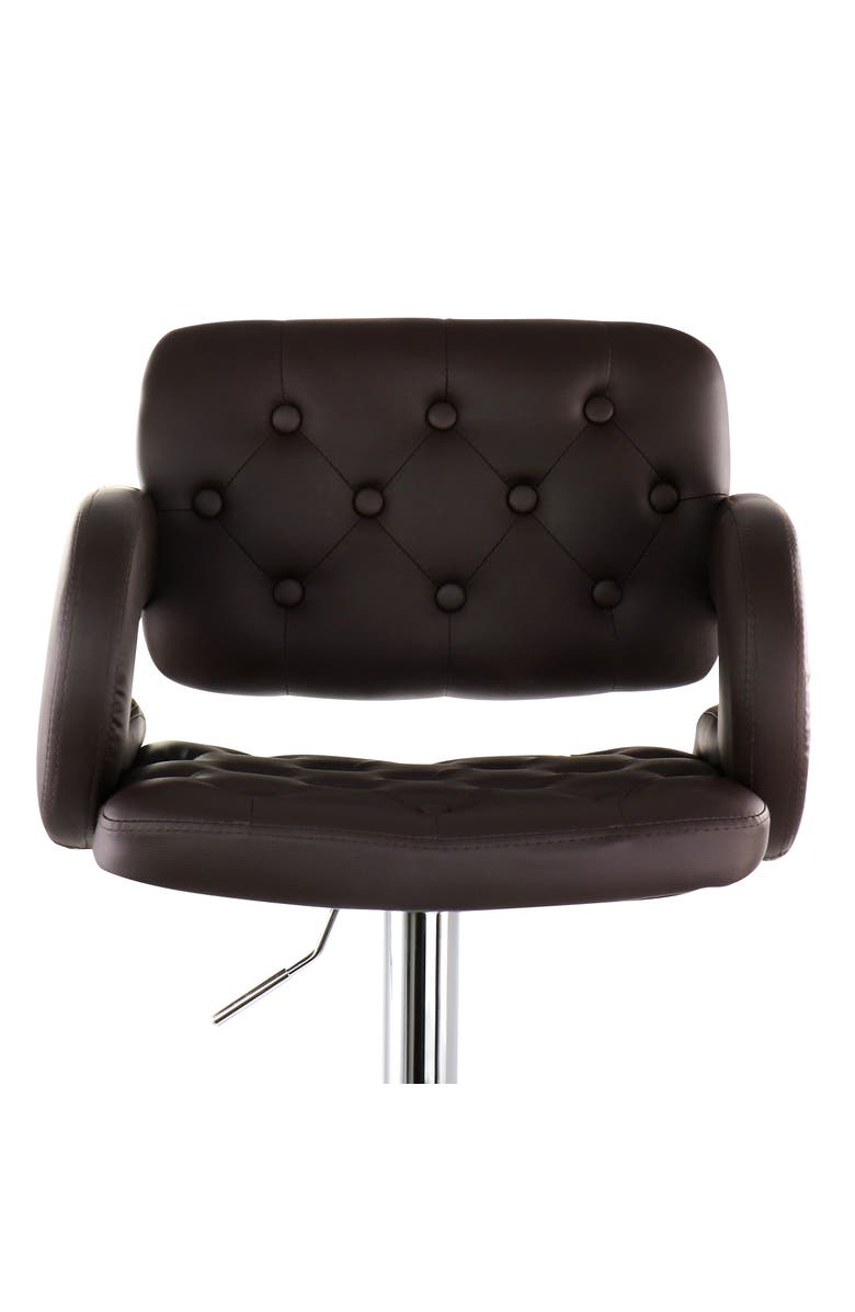 Elama Faux Leather Tufted Bar Stool with Adjustable Height, Alternate, color, Brown
