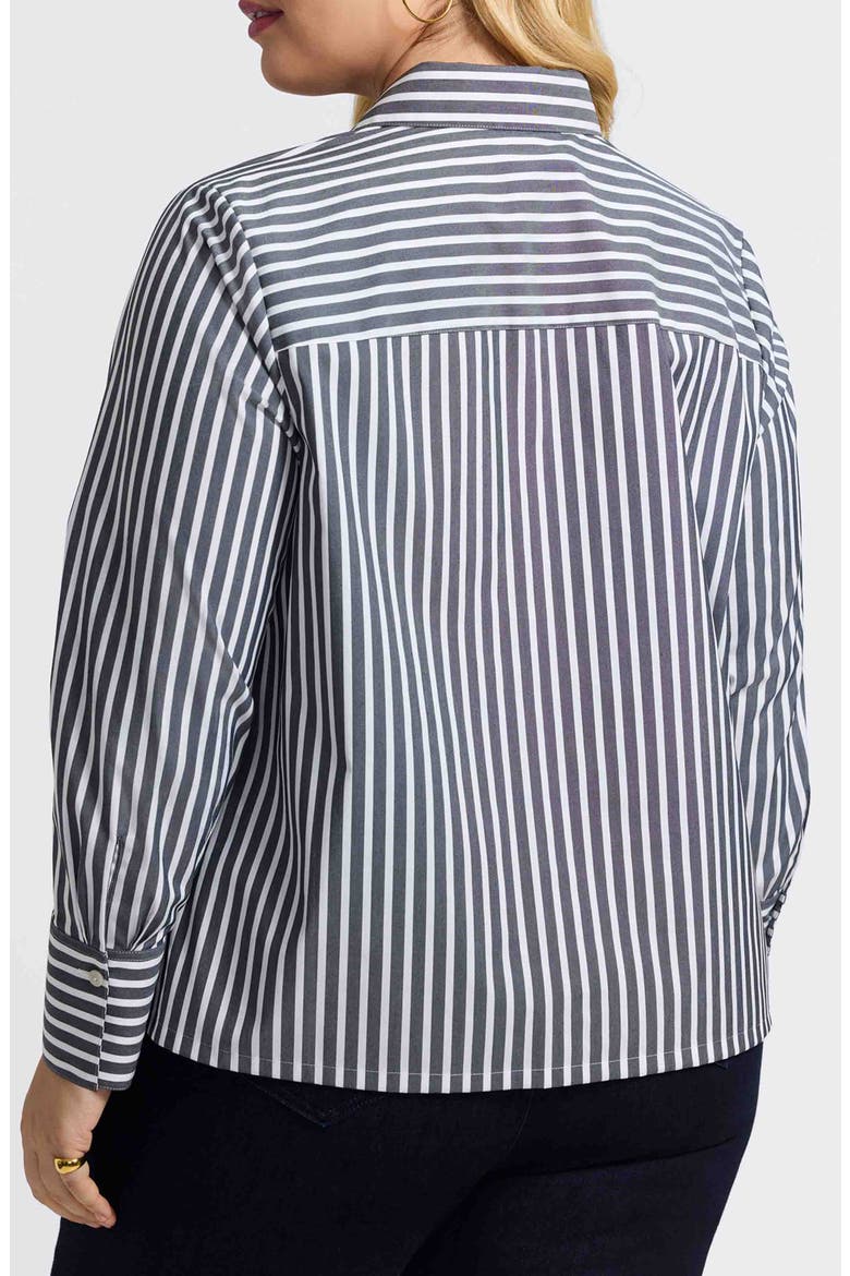 Bella Stripe Popover Top, Alternate, color, BLACK/ WHITE