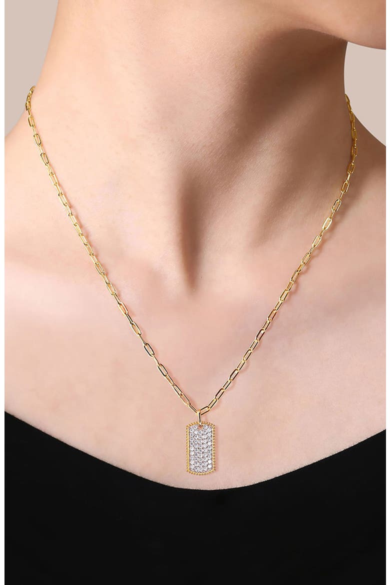 Diamond Dog Tag Pendant Chain Necklace, Alternate, color, GOLD