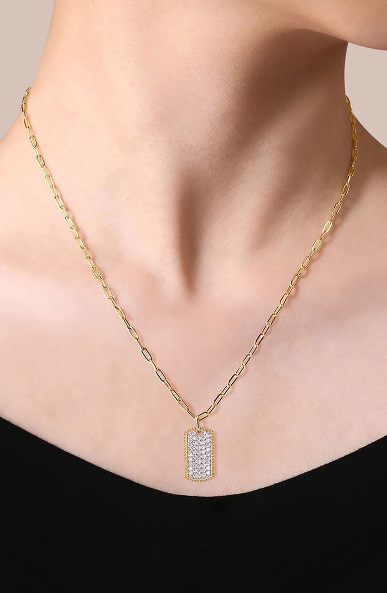 Gabriel & Co. Diamond Dog Tag Pendant Chain Necklace, Alternate, color, Gold