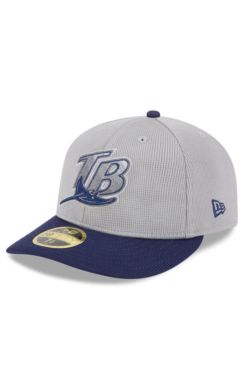 New Era Men's New Era Gray/Navy Tampa Bay Rays 2025 Batting Practice Low Profile 59FIFTY Fitted Hat, Main, color, Gray