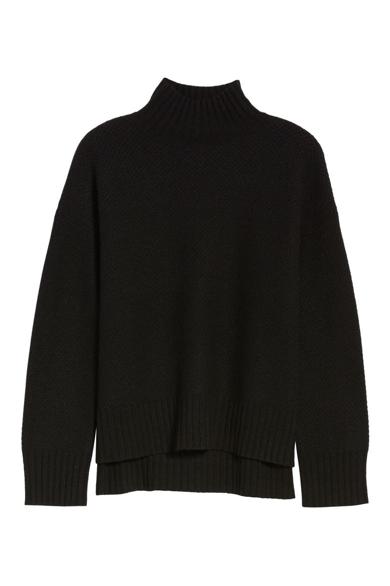 ReCashmere Textured Turtleneck Sweater, Main, color, BLACK