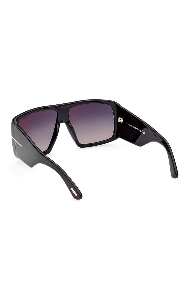 60mm Gradient Square Sunglasses, Alternate, color, SHINY BLACK / GRADIENT SMOKE