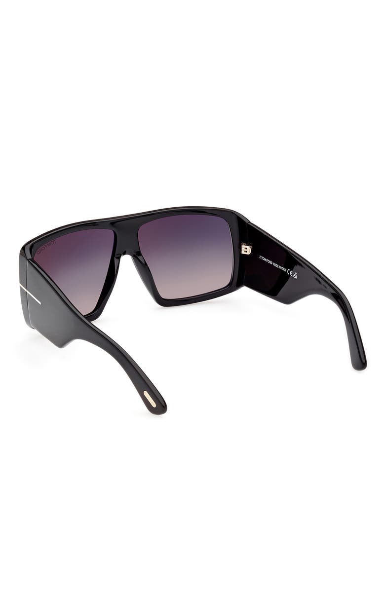 TOM FORD 60mm Gradient Square Sunglasses, Alternate, color, Shiny Black / Gradient Smoke