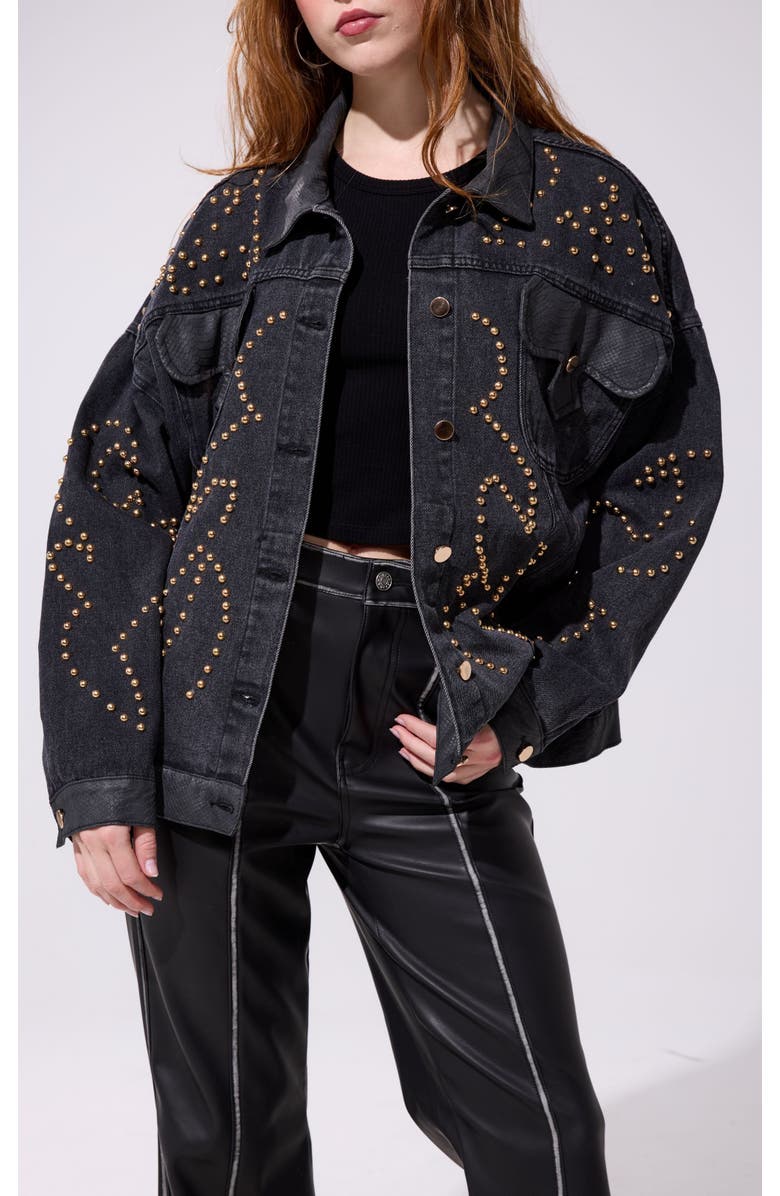 AZALEA WANG Ricki Denim Jacket, Main, color, Black